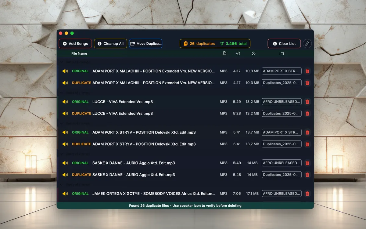 Duplicate Clean Interface